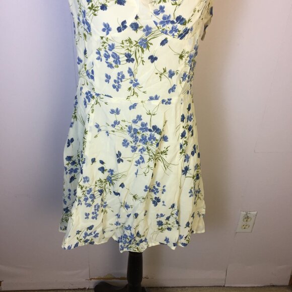 New! Reformation Niara Mini Dress Sz 12 Womans Ivory Clarita Blue Floral Print - Picture 6 of 15